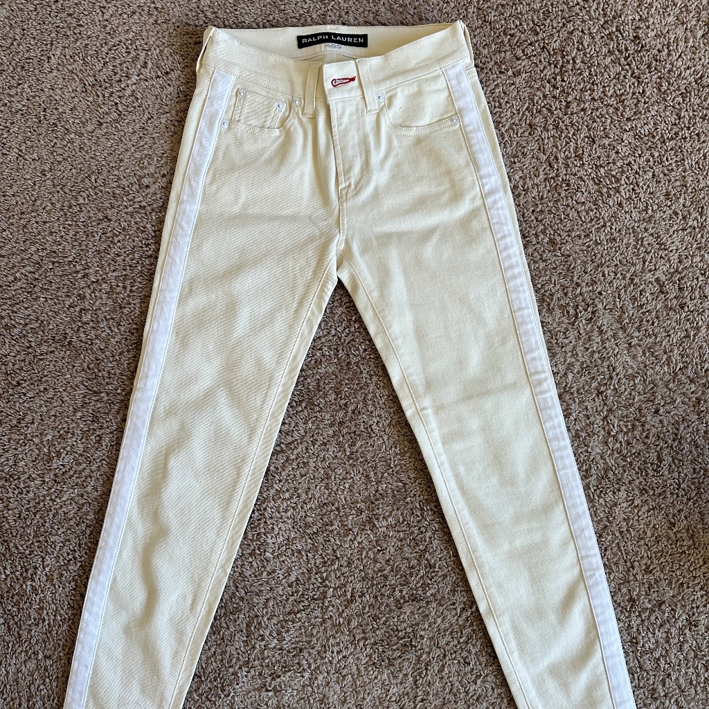 Ralph Lauren Black Label 400 Matchstick Jeans Side Taping Size 25 Italy White